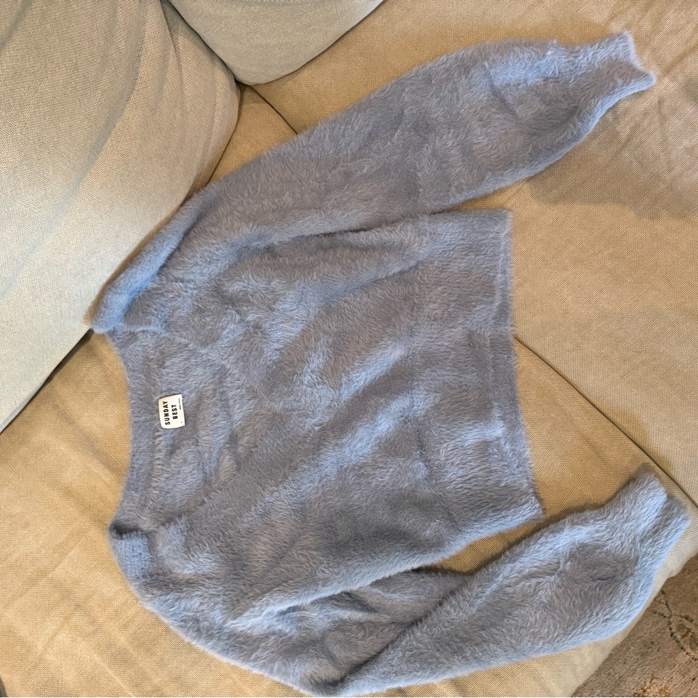 Aritzia Blue Fuzzy Sweater - Picture 4 of 8